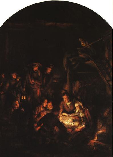 REMBRANDT Harmenszoon van Rijn Adoration of the Shepherds Sweden oil painting art